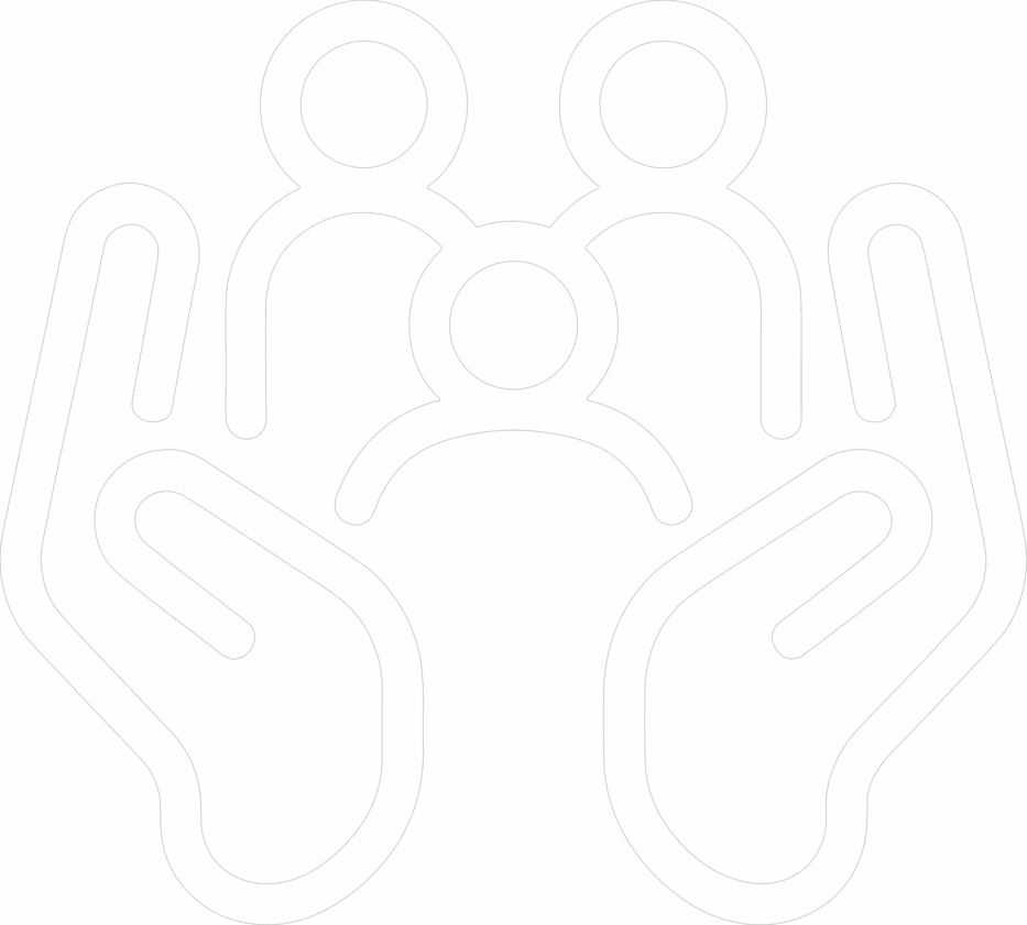 Hands holding people, showing care and investment.