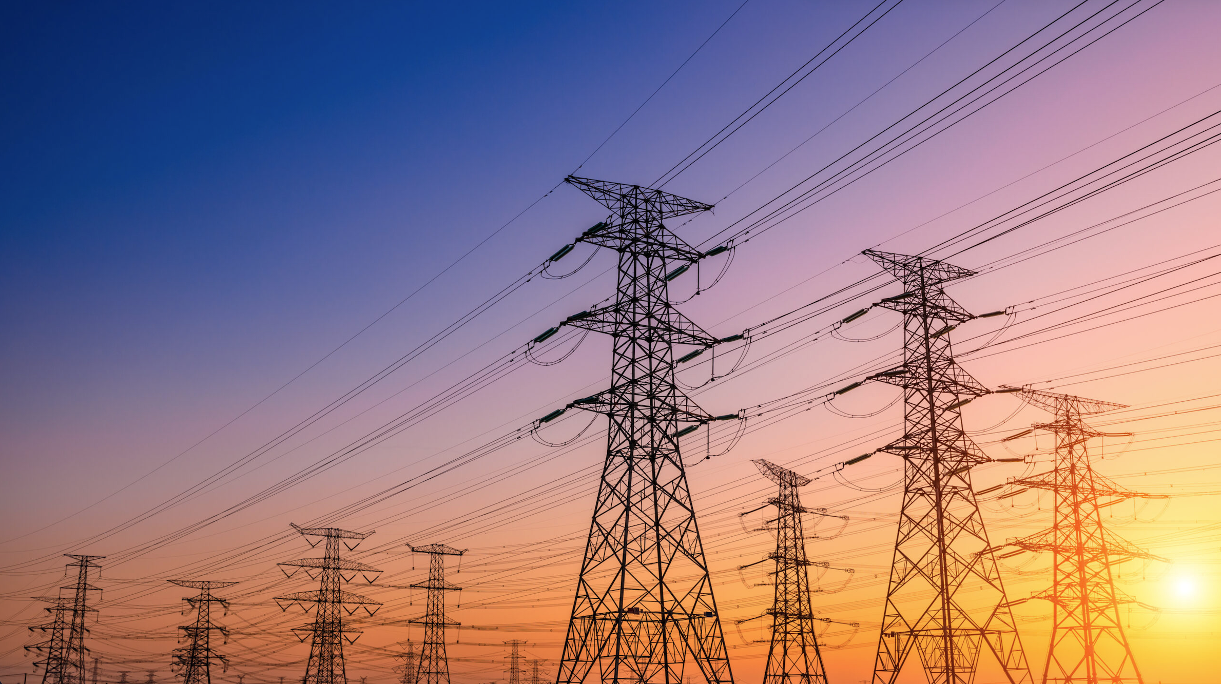 High voltage electricity tower sky sunset landscape
