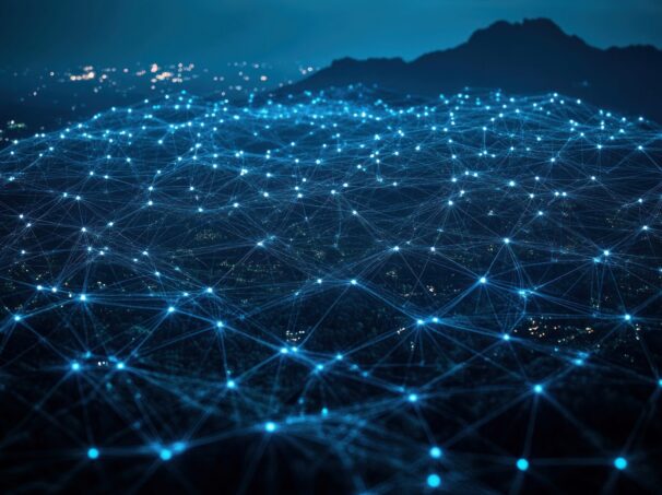 GIS mapping, blue grid