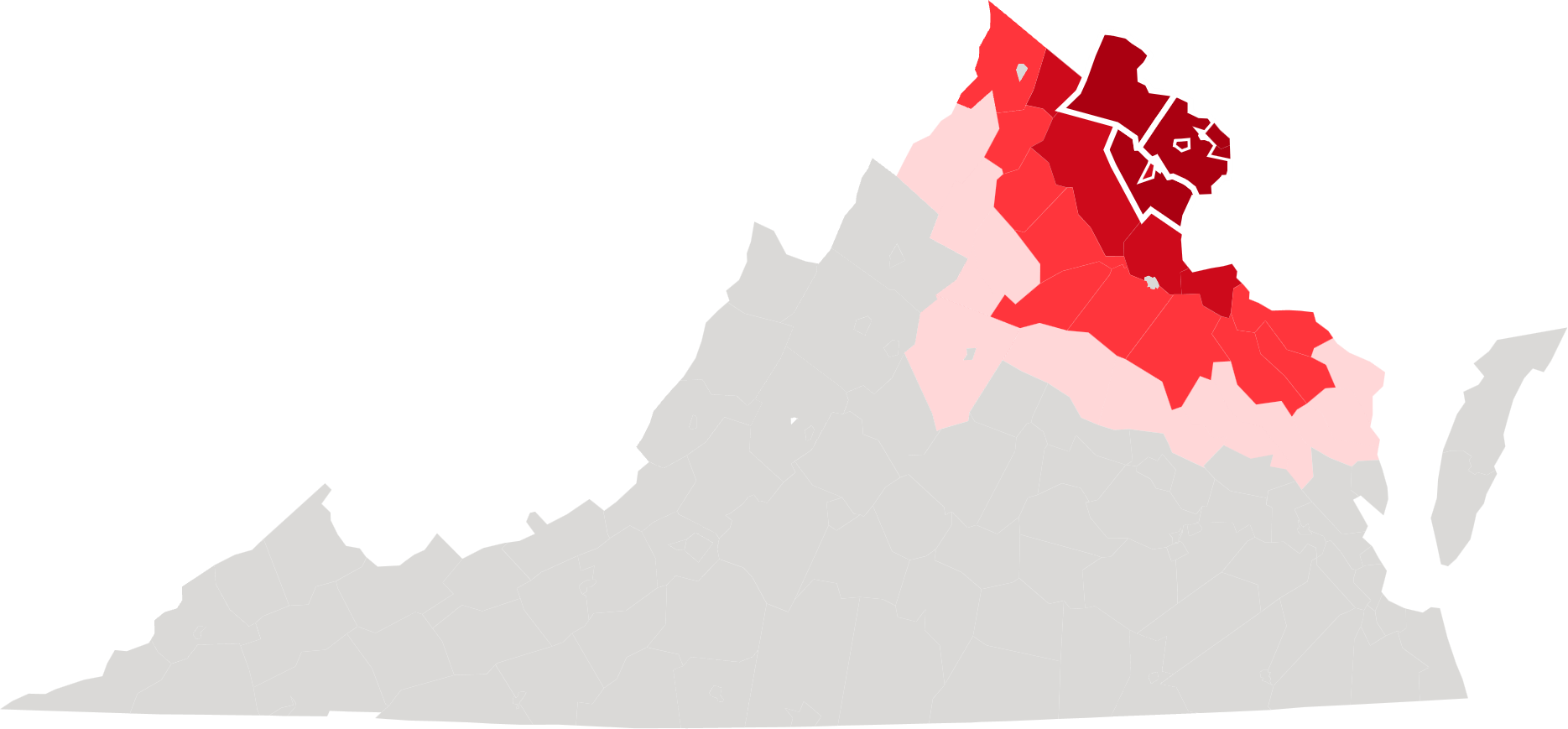 Virginia data centers map transparent